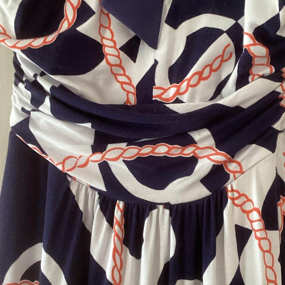 Lilly Pulitzer Navy, White & Coral Rope-Print Maxi Dress - Picture 5 of 5